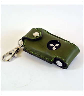 栃木レザースマートキーケース　オリーブ/ライトグリーンステッチ［後期2型］