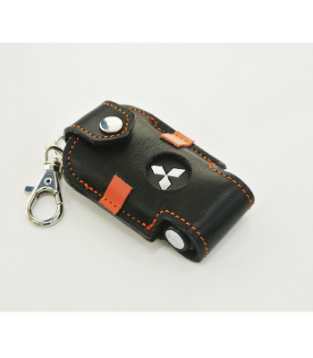 栃木レザースマートキーケース　ブラック/オレンジステッチ［後期2型］